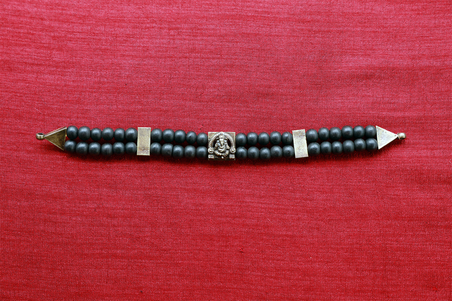 Ganapathi Karungali & Rudraksha Double-Strand Bracelet | Handmade Spiritual Protection Bracelet