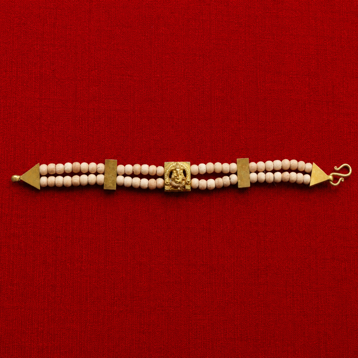 Ganapathi Tulasi Double-Strand Bracelet | Handmade Sacred Tulasi Wood Spiritual Bracelet
