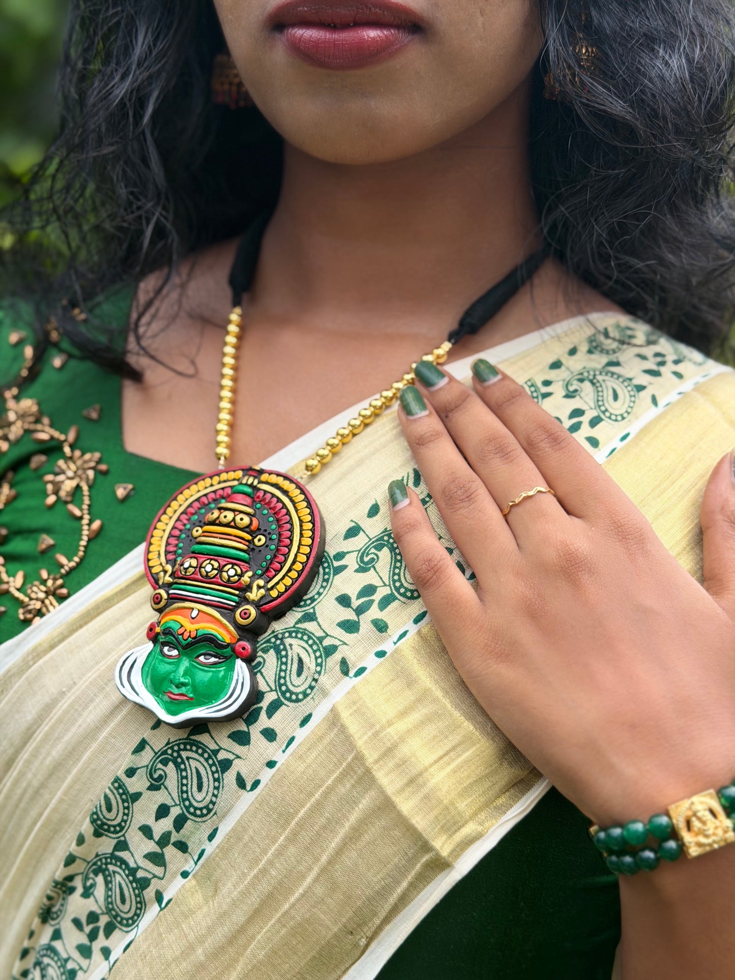Kathakali Face Pendant Necklace