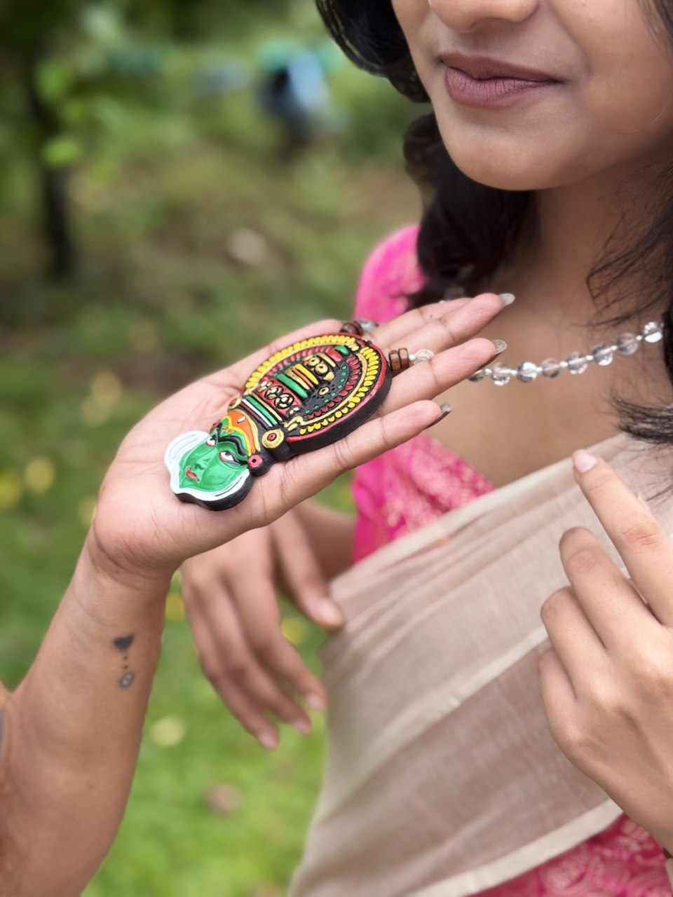 Handcrafted Kathakali Face Pendant Necklace