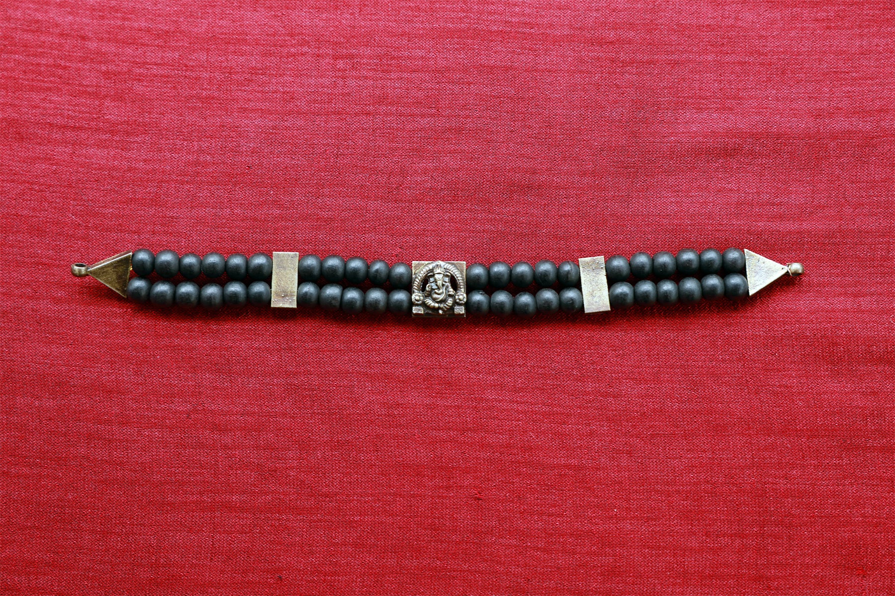 Ganapathi Karungali & Rudraksha Double-Strand Bracelet | Handmade Spiritual Protection Bracelet
