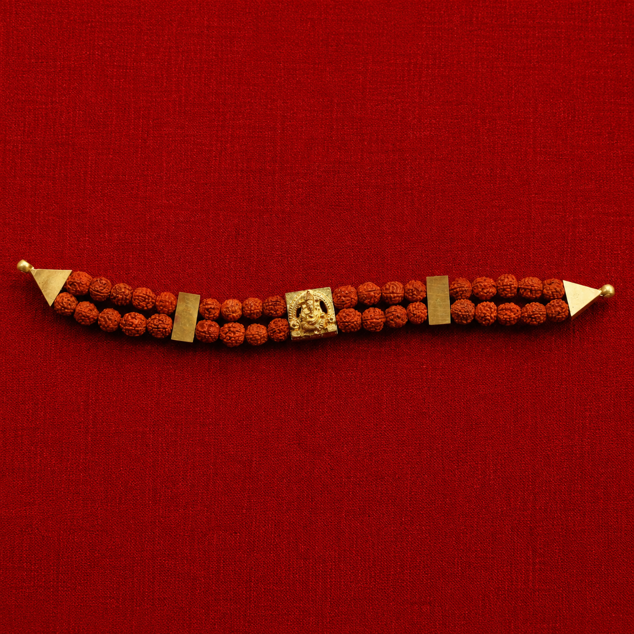 Ganapathi Rudraksha Double-Strand Bracelet | Handmade Spiritual Blessings Bracelet