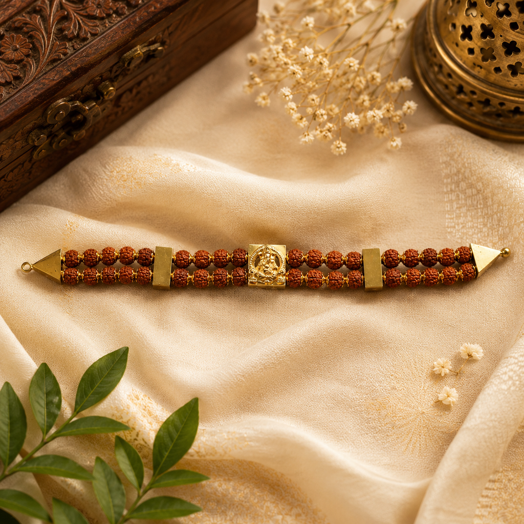 Ganapathi Rudraksha Double-Strand Bracelet