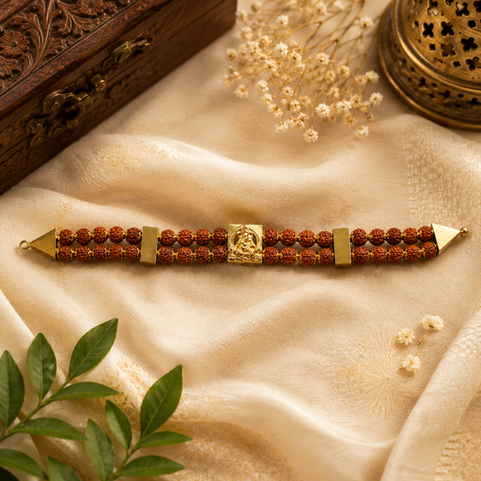 Ganapathi Rudraksha Double-Strand Bracelet