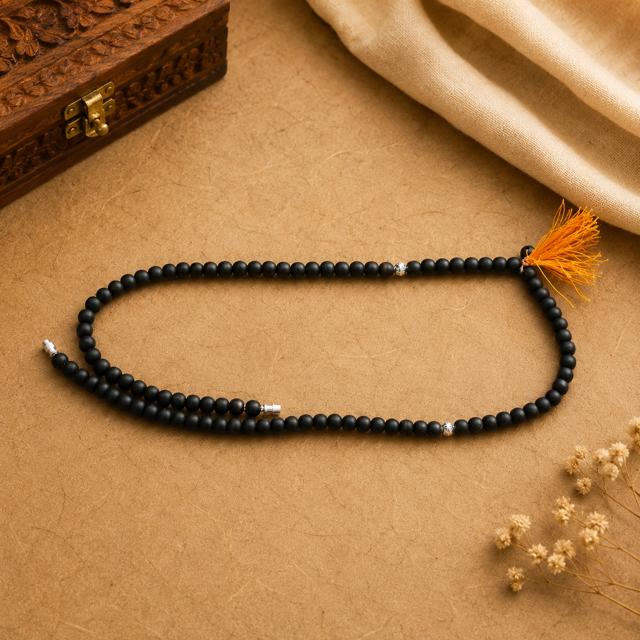 Karungali Mala Necklace | Handmade Spiritual Prayer Beads for Meditation & Devotion
