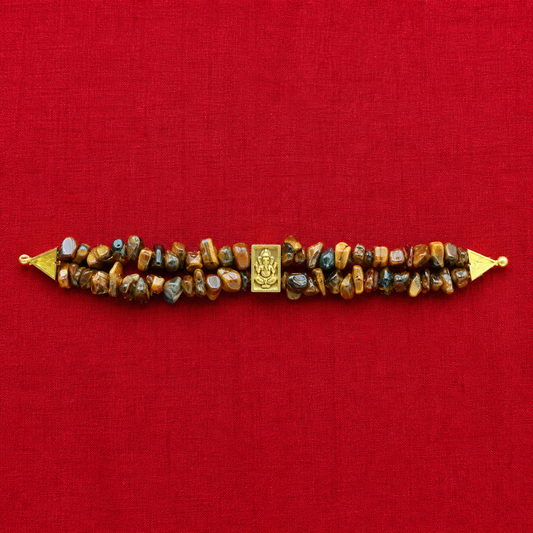 Tiger Eye Ganapathi Divine Stone Bracelet