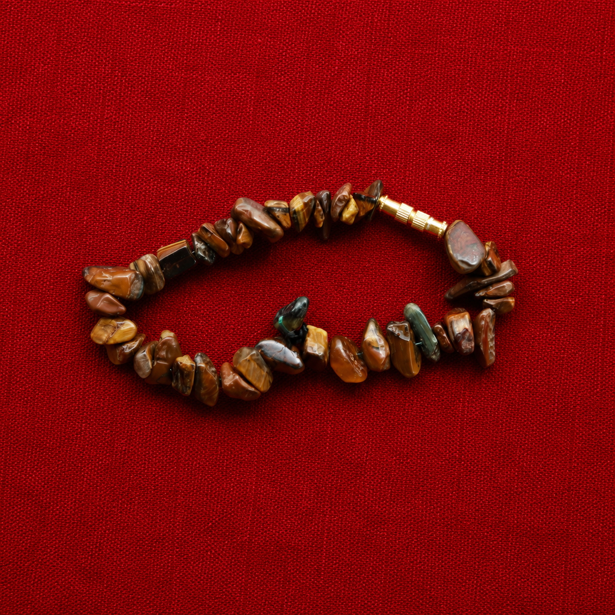 Natural Tiger Eye Chip Stone Bracelet – Handcrafted Energy Bracelet