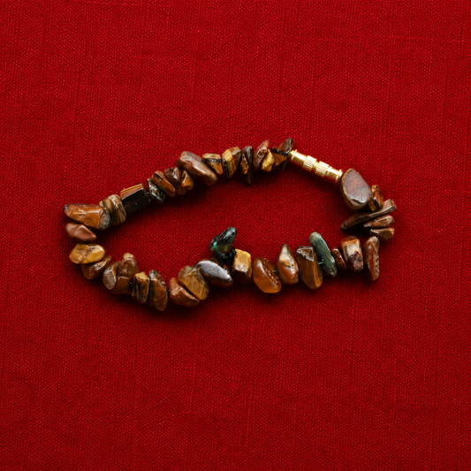 Natural Tiger Eye Chip Stone Bracelet – Handcrafted Energy Bracelet