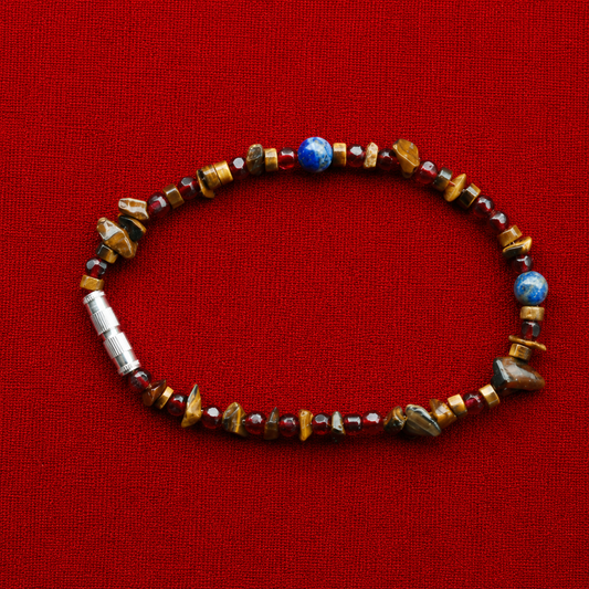 Tiger Eye & Lapis Gemstone Bracelet – Handcrafted Energy Bracelet