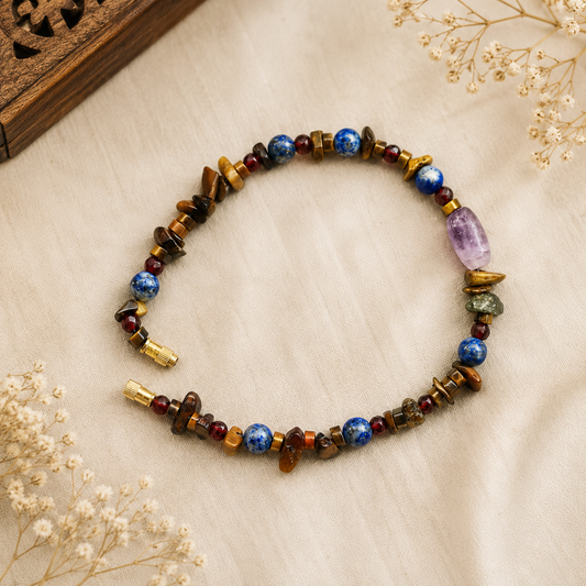 Natural Tiger Eye & Lapis Gemstone Healing Bracelet
