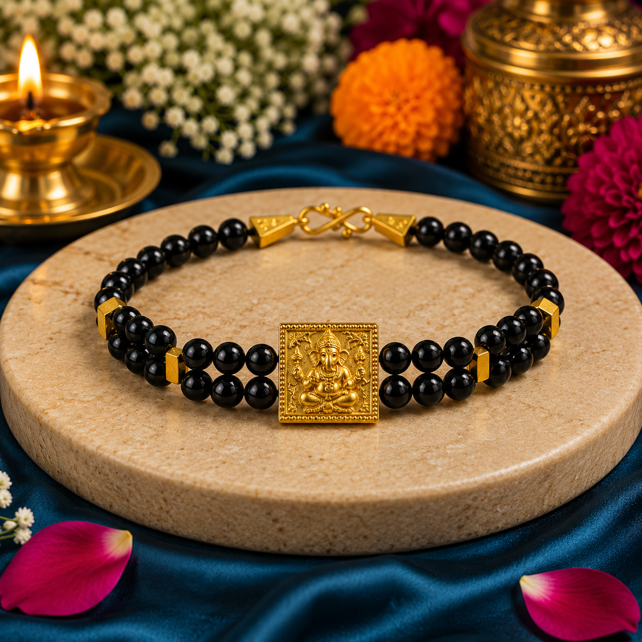 Shree Ganesha Black Onyx Bracelet – Premium Spiritual Bracelet for Men