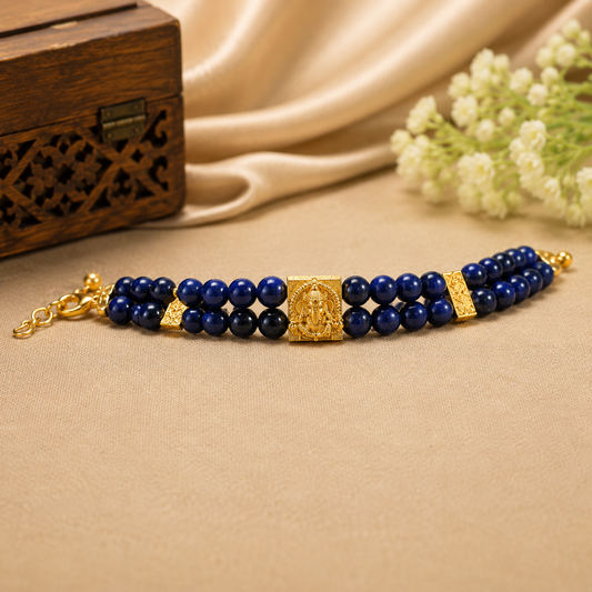 Shree Ganesha Midnight Blue Bracelet – Handmade Spiritual Beaded Bracelet for Men & Women
