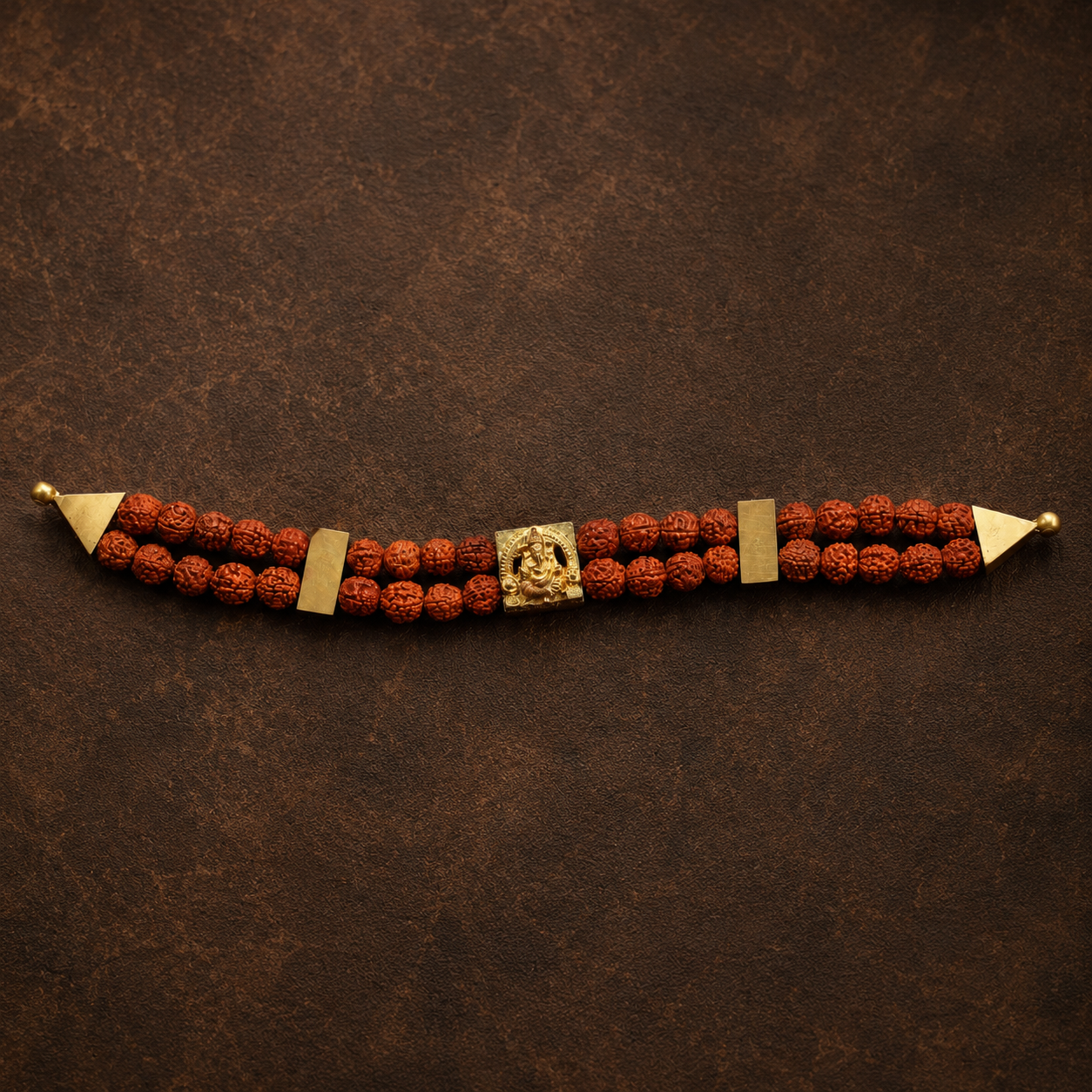 Ganapathi Rudraksha Double-Strand Bracelet | Handmade Spiritual Blessings Bracelet