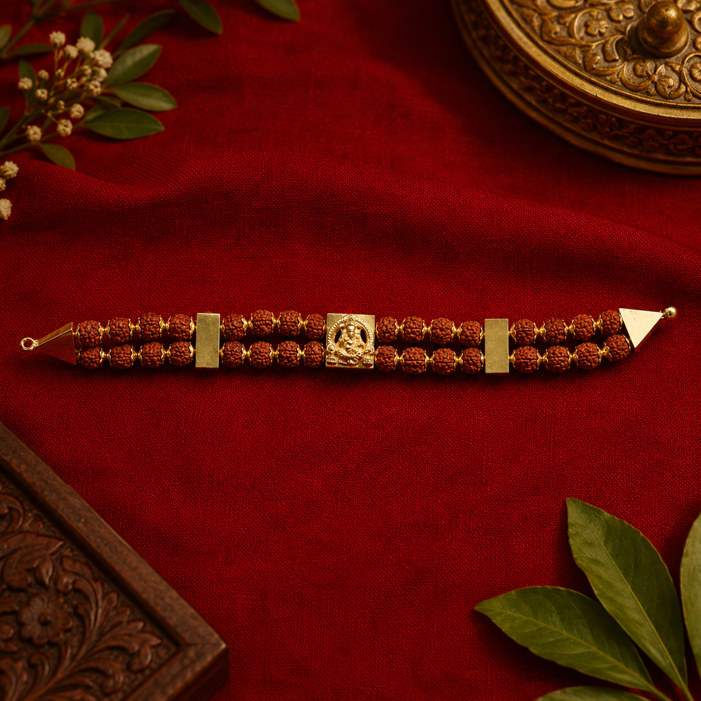 Ganapathi Rudraksha Double-Strand Bracelet