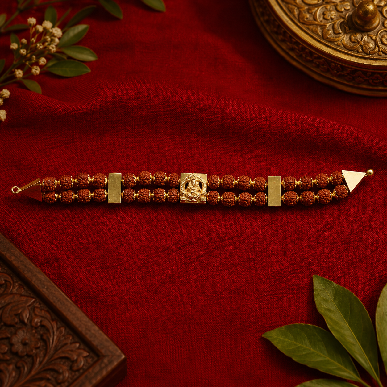 Ganapathi Rudraksha Double-Strand Bracelet