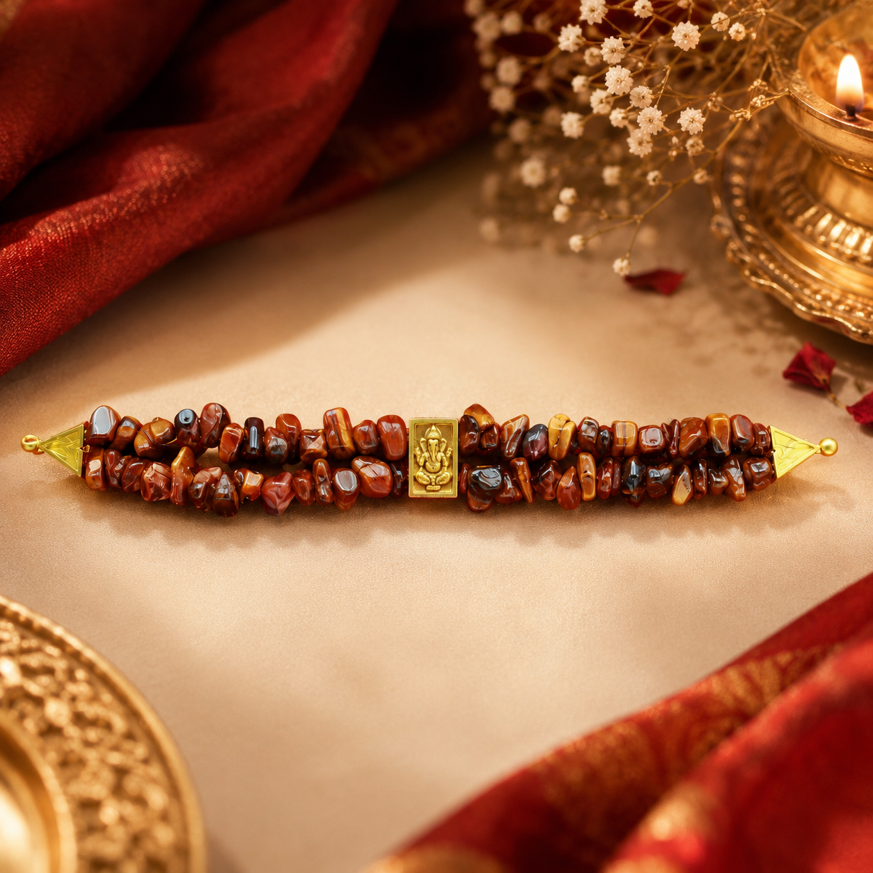 Tiger Eye Ganapathi Divine Stone Bracelet