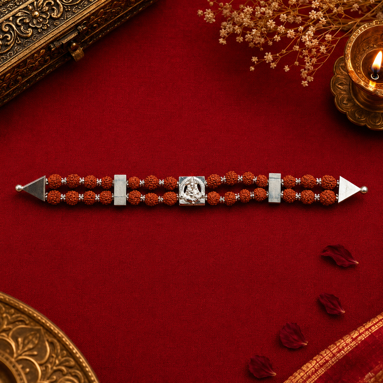 Sacred Rudraksha Ganapathi Bracelet – Double Row Design