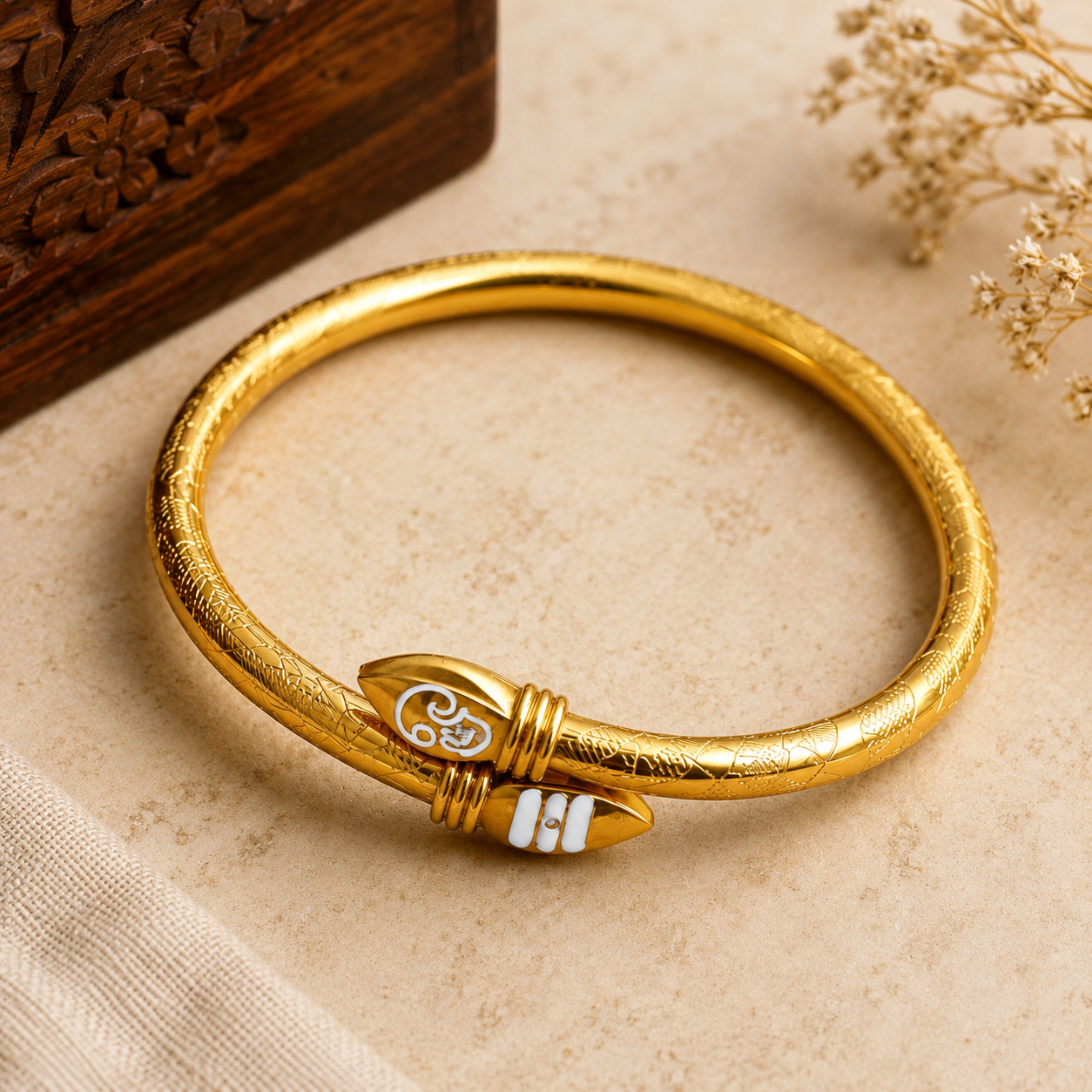 Divine Gold-Tone Vel & Tripundra Kada
