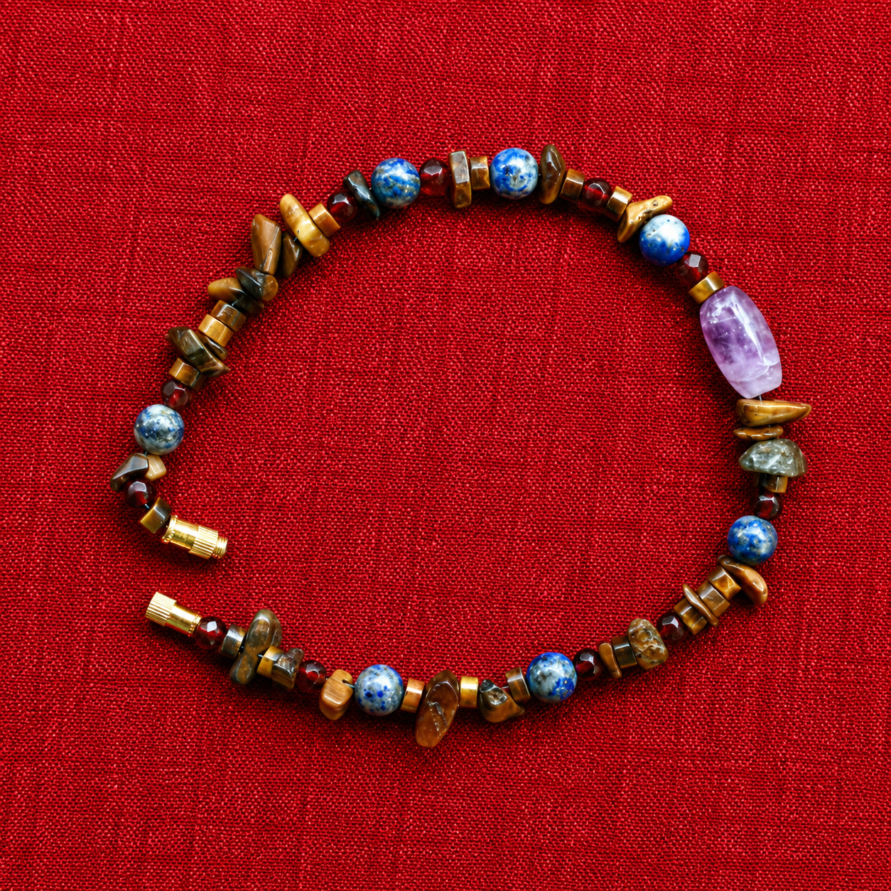 Natural Tiger Eye & Lapis Gemstone Healing Bracelet