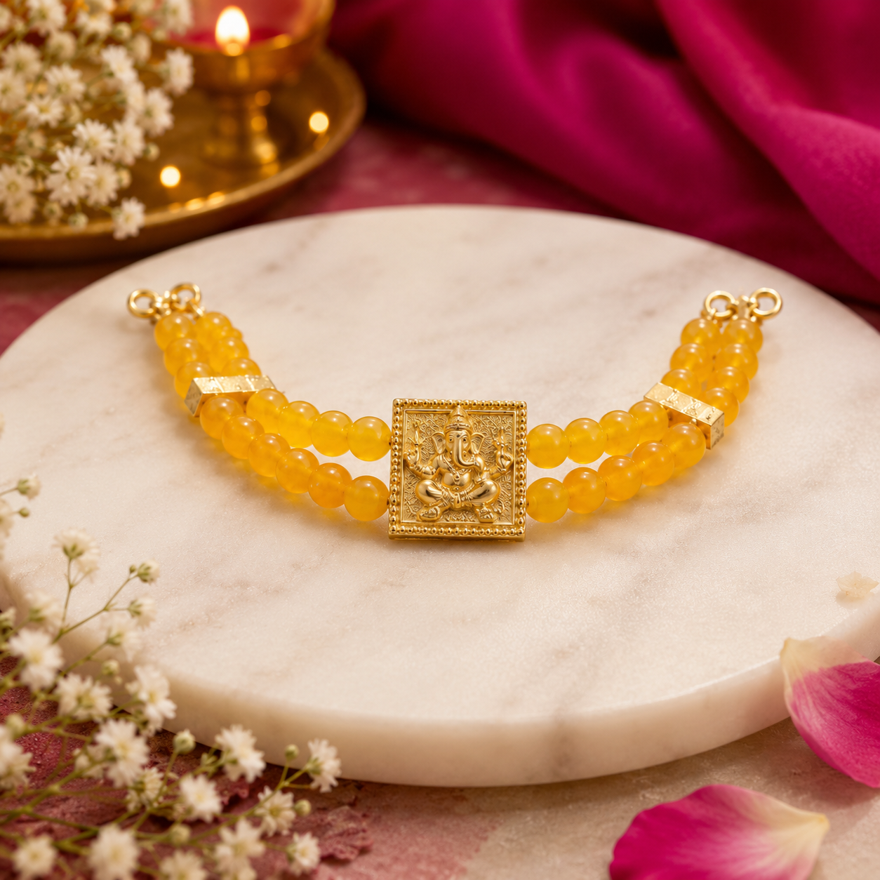 Divine Ganesha Yellow Jade Bracelet