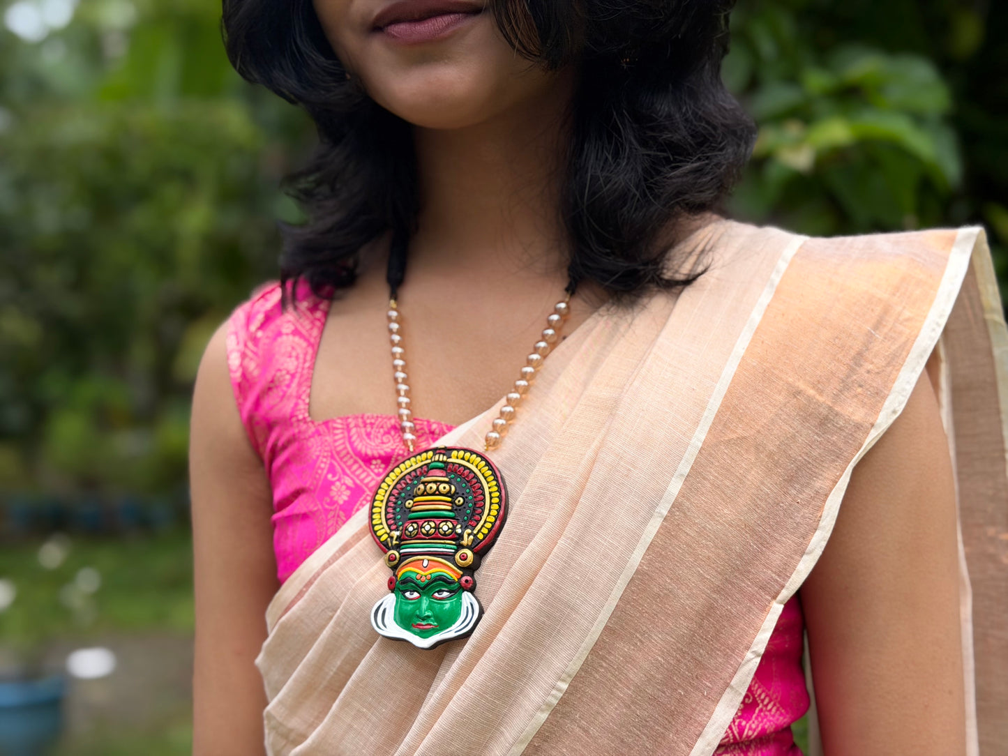 Kathakali Face Pendant Necklace
