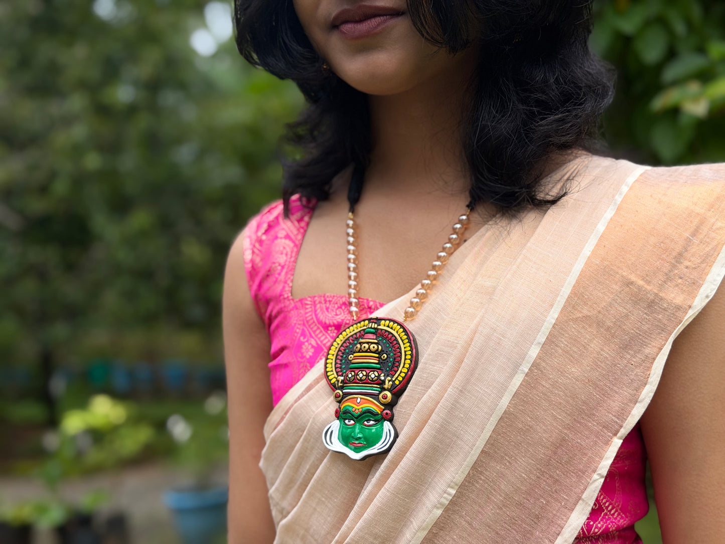 Kathakali Face Pendant Necklace