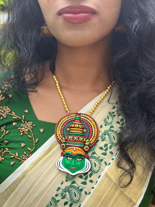 Kathakali Face Pendant Necklace