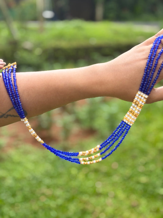 Royal Blue Multi-Strand Necklace with Gold Accents