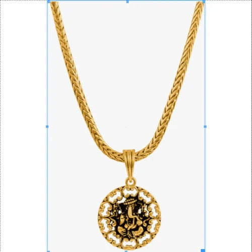 Gold-Plated Ganesha Pendant Chain for Men & Women – Elegant Religious Necklace