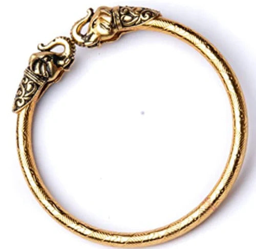 Antique Gold-Plated Elephant Head Kada Bracelet for Men – Traditional Jewellery