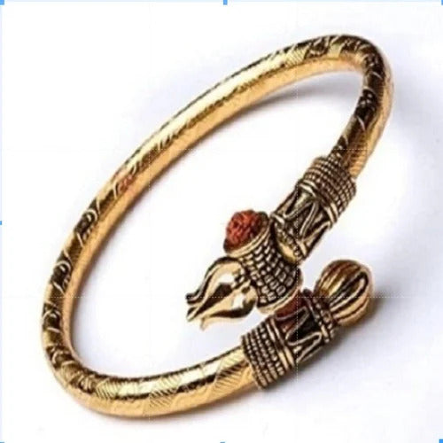 Trishul Rudraksha Kada Bracelet for Men – Antique Gold Finish