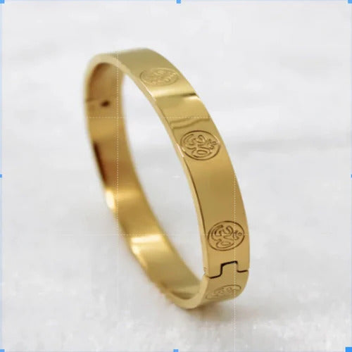 Premium Gold-Plated Engraved Kada Bracelet – Unisex Design
