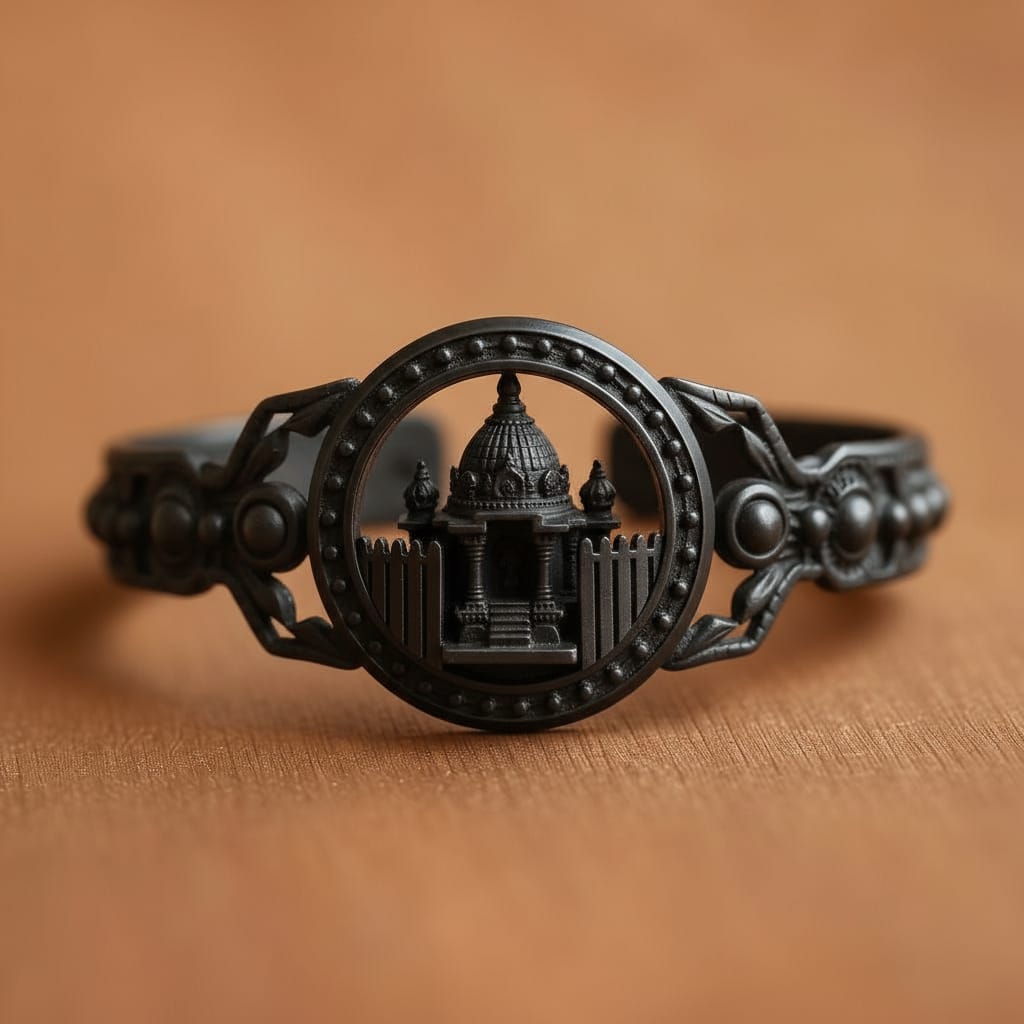 Intricate Heritage Cuff Bracelet - Matte Black Temple Miniature