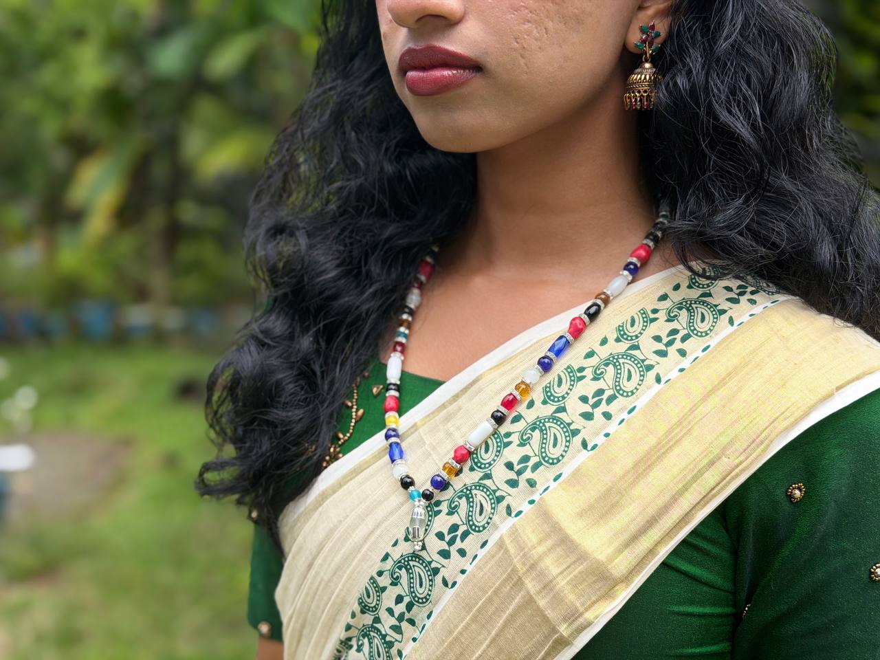 Multicolor Beaded Necklace with Pendant