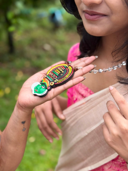 Handcrafted Kathakali Face Pendant Necklace
