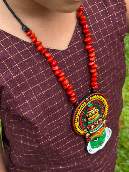 Handcrafted  Kathakali Face Pendant Necklace