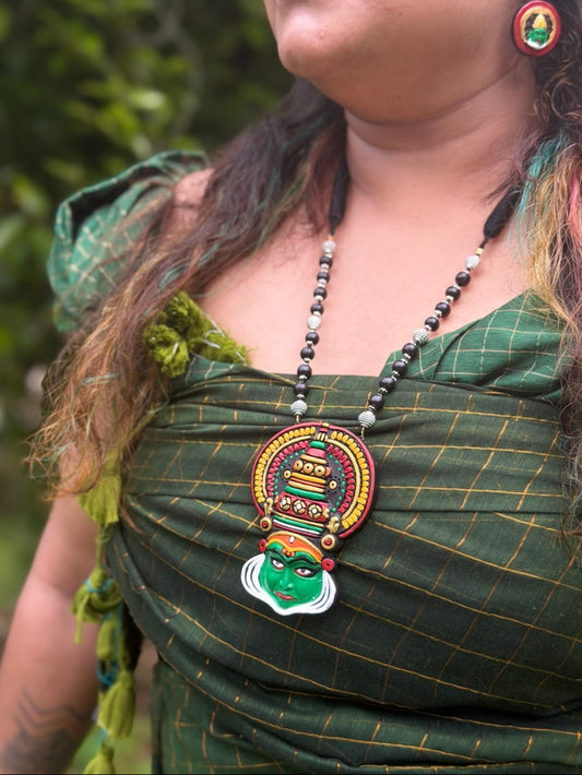 Handcrafted Kathakali Face Pendant Necklace