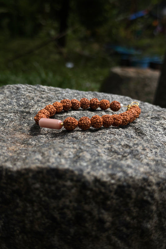 Rudraksha & Black Bead Bracelet