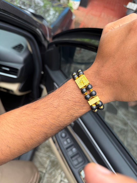 Yellow & Black Striped Bead Bracelet